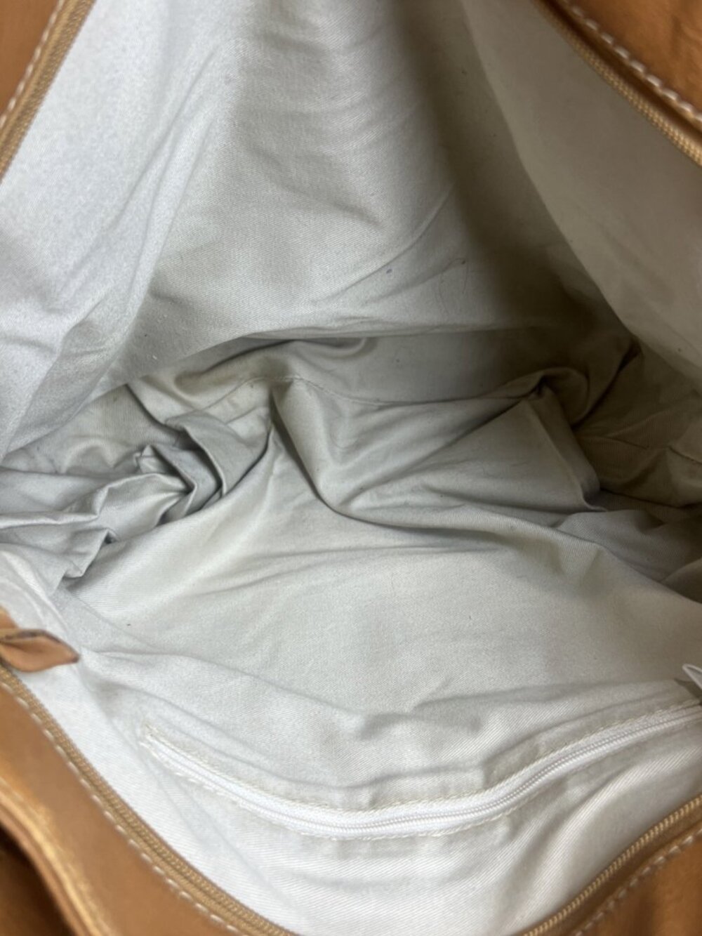 Ellington Cognac Brown Leather Shoulder Bag Whipstitch Trim Work Bag Travel - Picture 16 of 16